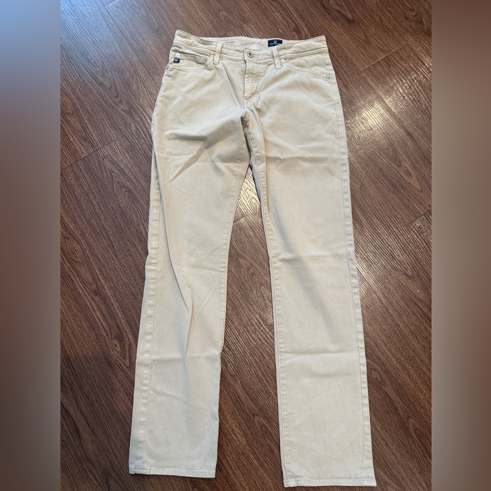 AG Adriano Goldschmied Gray/Tan The Graduate Tailored Leg Pants 30x32 Like New